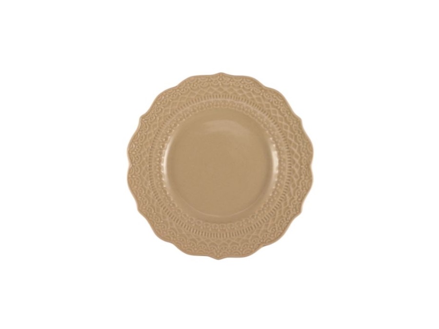 LE COQ SKALISTOS Piatto pane beige con decoro in rilievo Ø cm 15 h cm 2