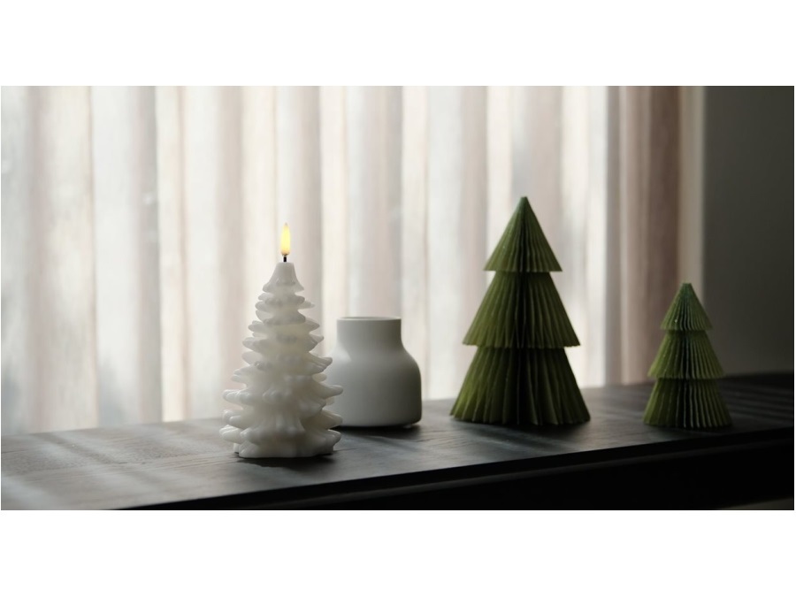 UYUNI LIGHTING Smooth, candela albero, natale, bianco, 10x15 cm