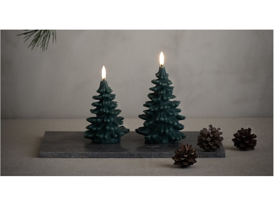 UYUNI LIGHTING Smooth, candela albero, natale, verde, 10x15 cm