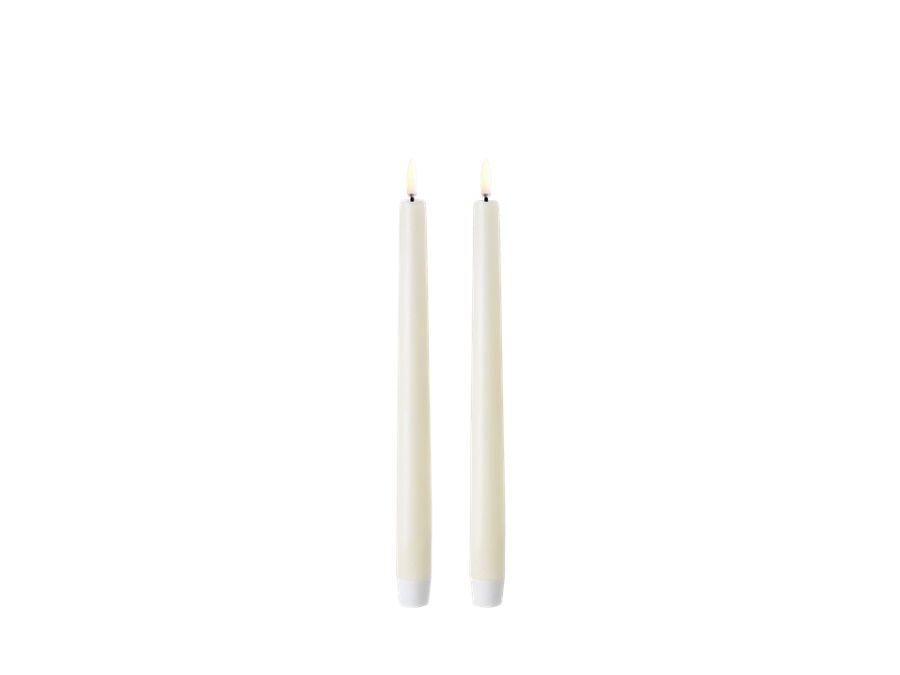 UYUNI LIGHTING Smooth, set 2 candele coniche, vaniglia, 2,3x25 cm