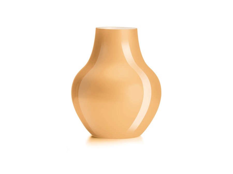 IVV Soho vaso in vetro incamiciato cognac esterno biancolatte interno H 32 cm