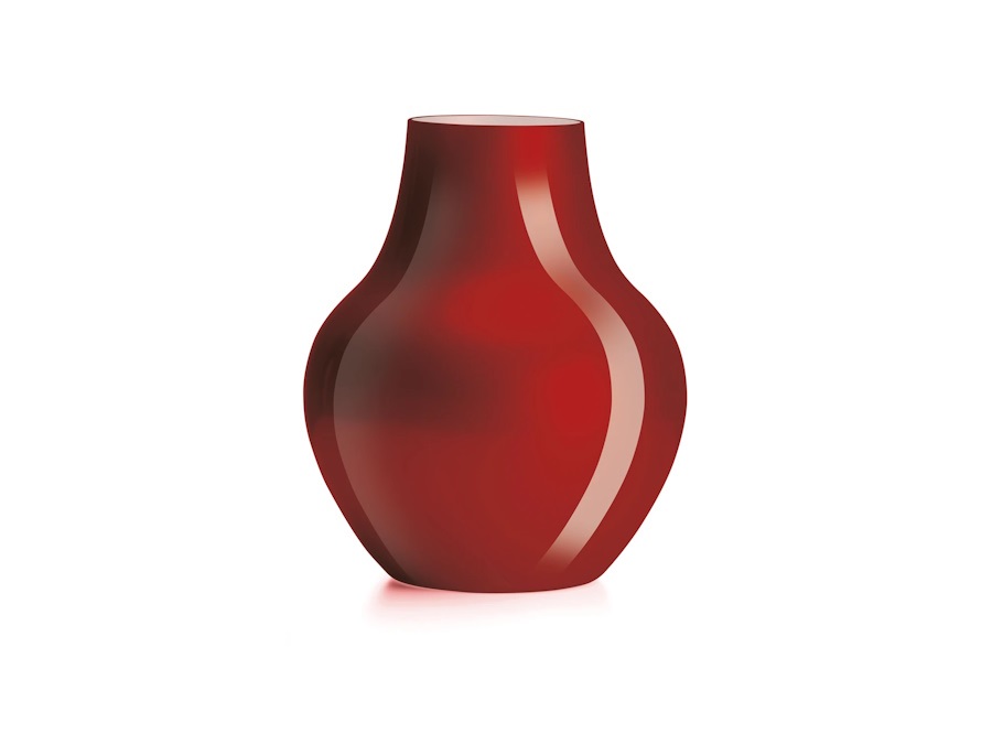 IVV Soho vaso in vetro incamiciato rosso esterno biancolatte interno H 32 cm