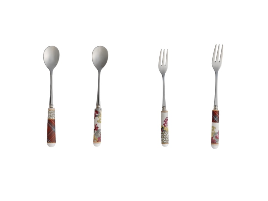 BRANDANI GIFT GROUP S.A.S. Sottobosco, Set 4 pezzi, forchettina e cucchiaino, con manico in ceramica