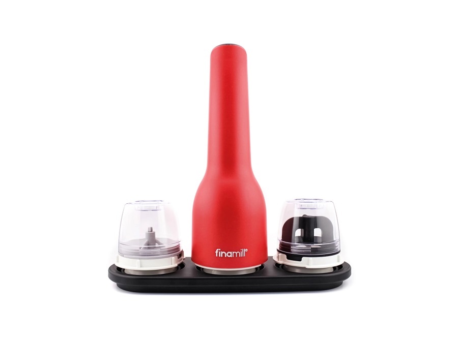 FINAMILL Starter kit, macina ricaricabile con due capsule finapod e vassoio - rosso