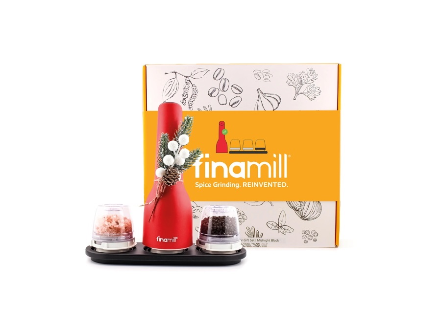 FINAMILL Starter kit, macina ricaricabile con due capsule finapod e vassoio - rosso