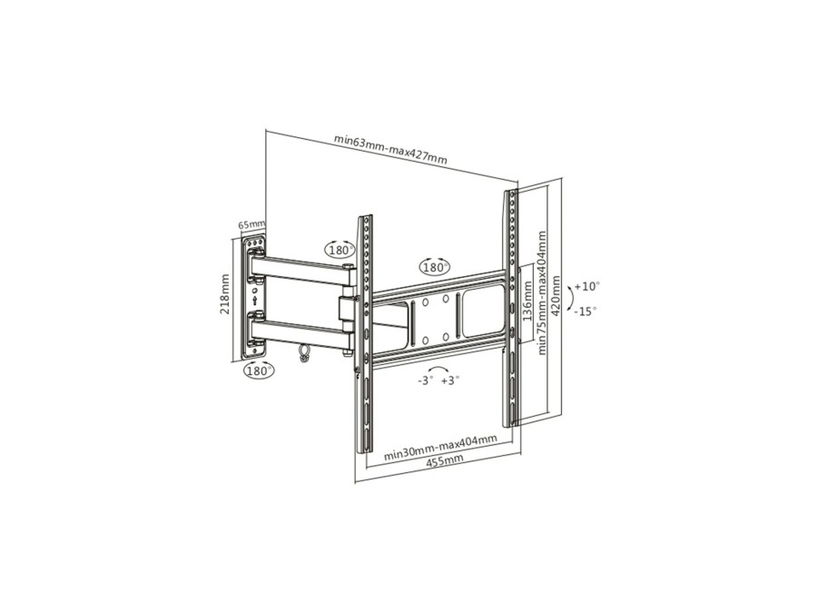 MUNARI Supporto TV a parete 139,7 cm (55") Munari Kairos Home SK142, Nero