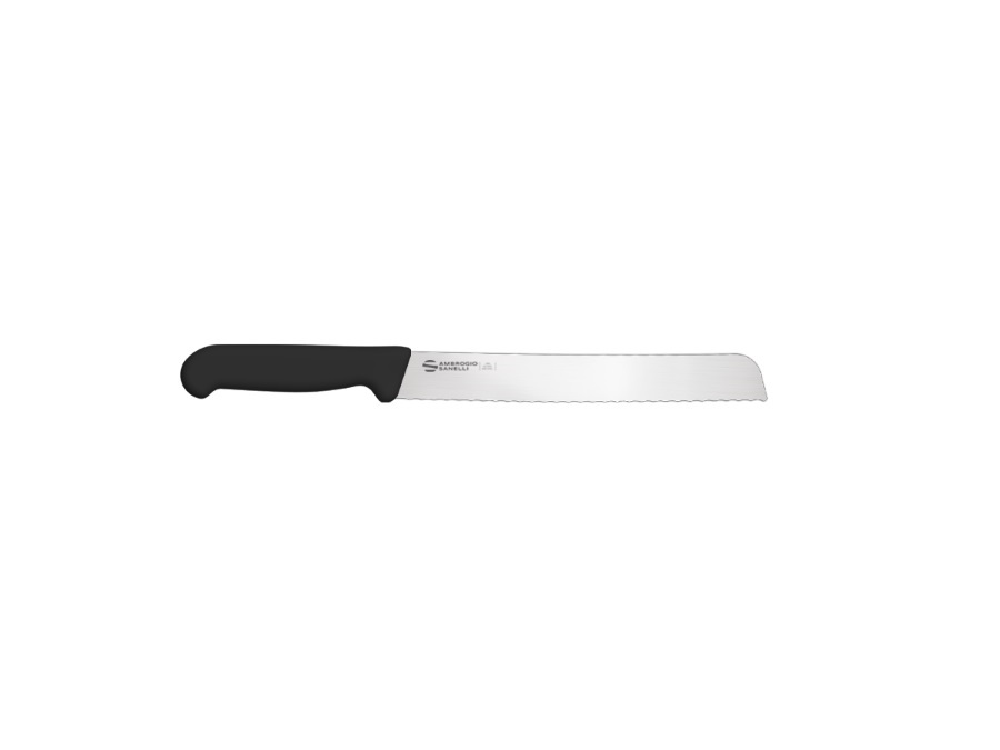 Ambrogio sanelli supra - coltello pane nero, 21 cm