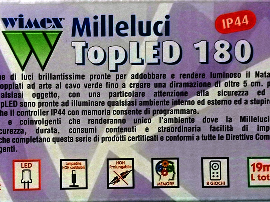 FIRMO BATTISTA E FIGLI Topled 180 luci illuminizione 14 mt bianco caldo per esterno