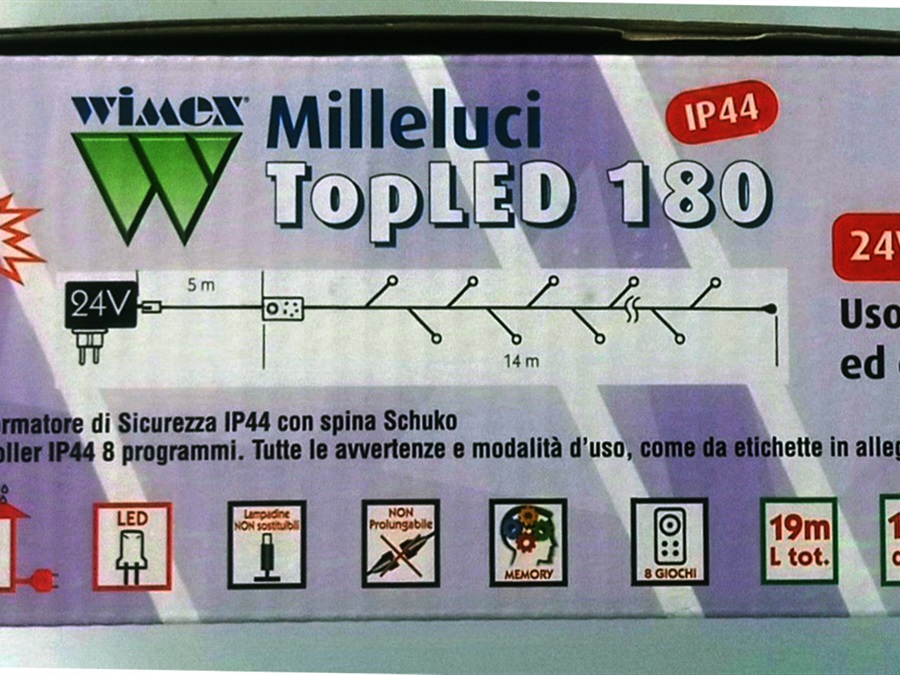 FIRMO BATTISTA E FIGLI Topled 180 luci illuminizione 14 mt bianco caldo per esterno