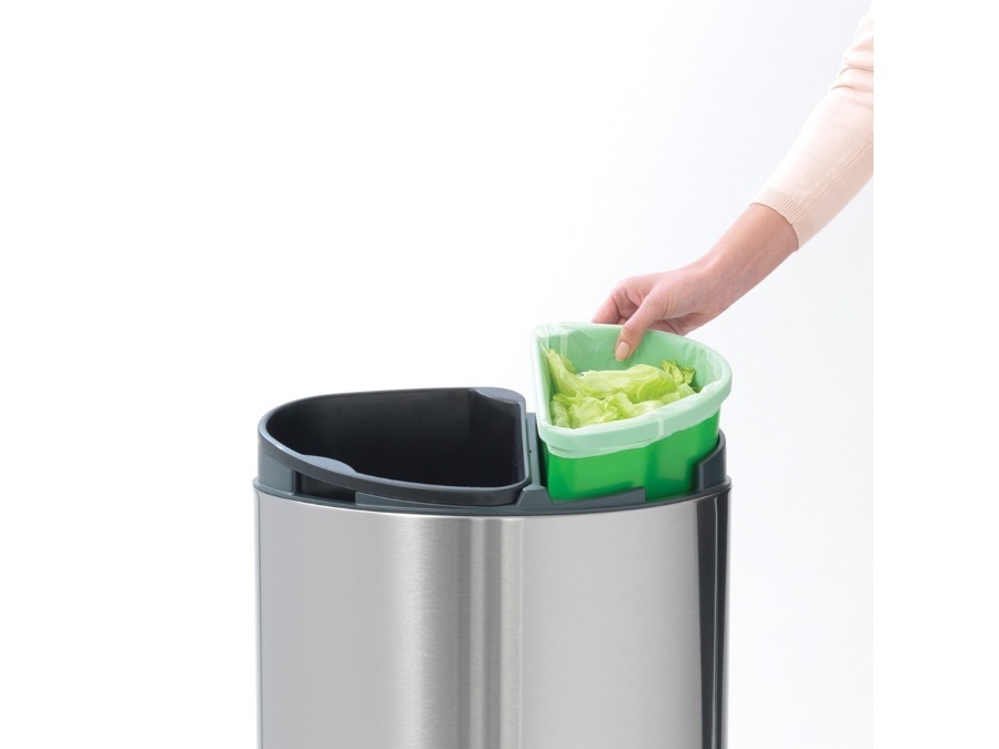 BRABANTIA TOUCH BIN NEW RECYCLE pattumiera 23 + 10 litri - Matt Steel