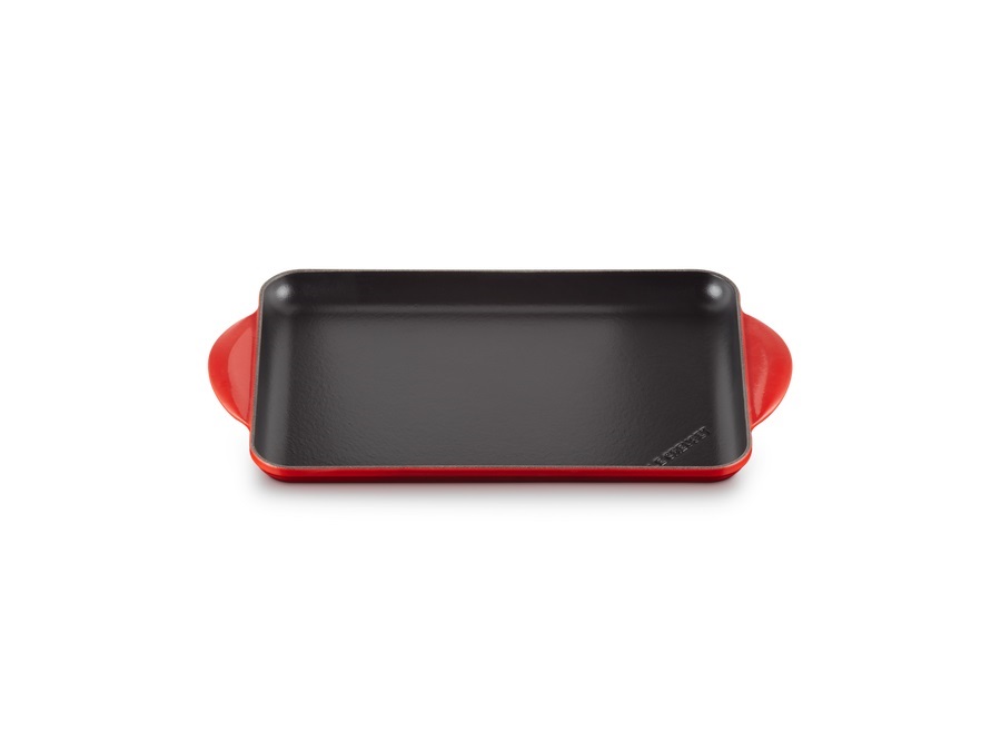 LE CREUSET Tradition, grill rettangolare liscio 32x22 cm in ghisa vetrificata - ciliegia