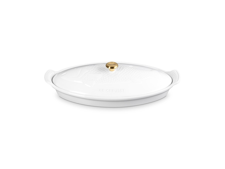 LE CREUSET Tradition, pesciera 34 cm in gres vetrificato - bianco