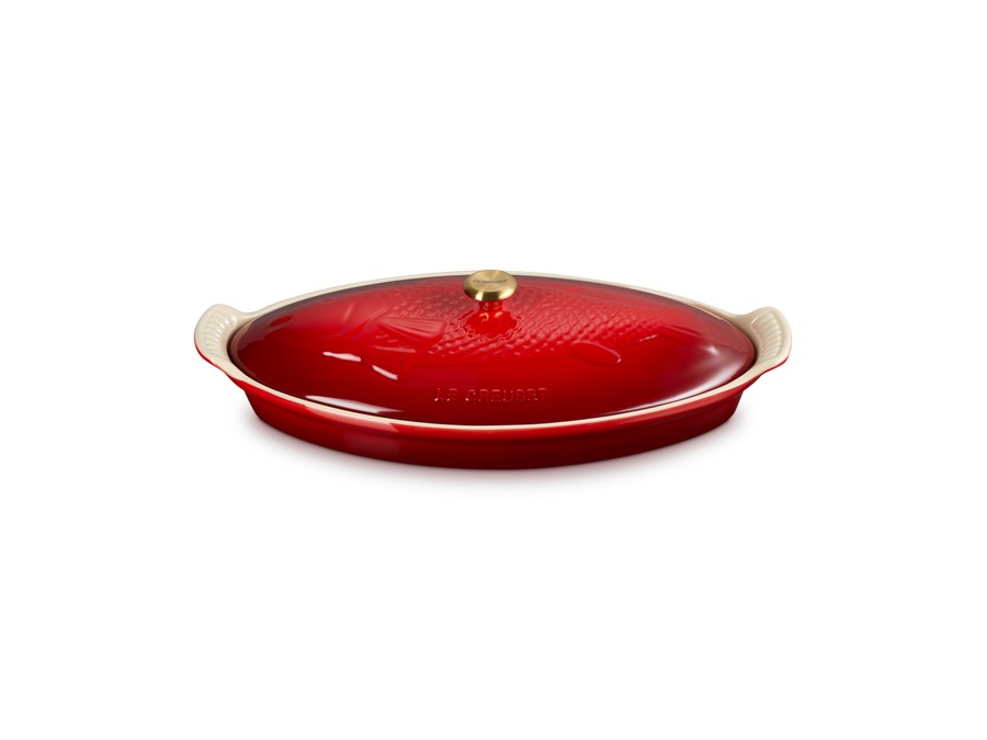 LE CREUSET Tradition, pesciera 34 cm in gres vetrificato - ciliegia