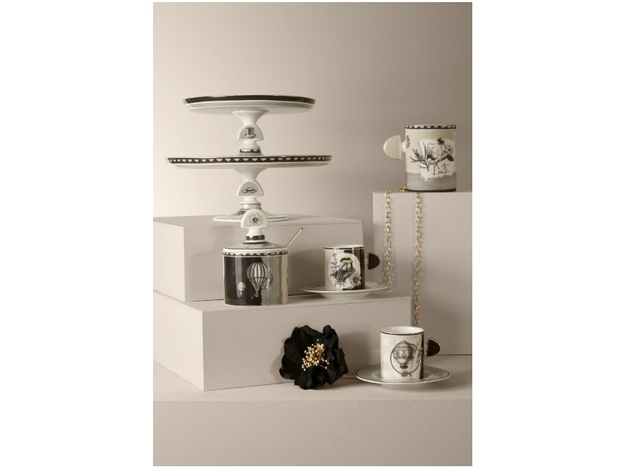 BACI MILANO urban table & kitchen - set 2 tazzine caffè con piattino, Ø5,5x6,5 cm