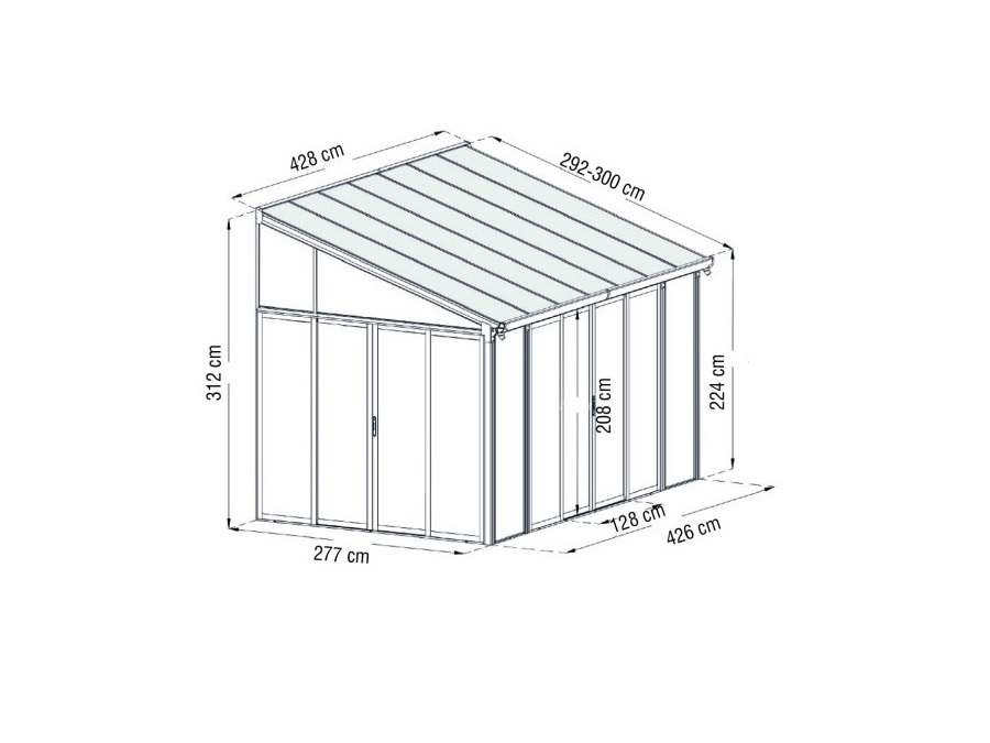 VERDELOOK Veranda 292x428x312h cm, grigio