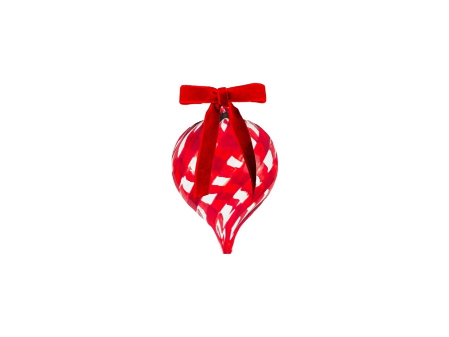 BACI MILANO xmas carol - palla natale in vetro 10 cm, trasparente/rosso